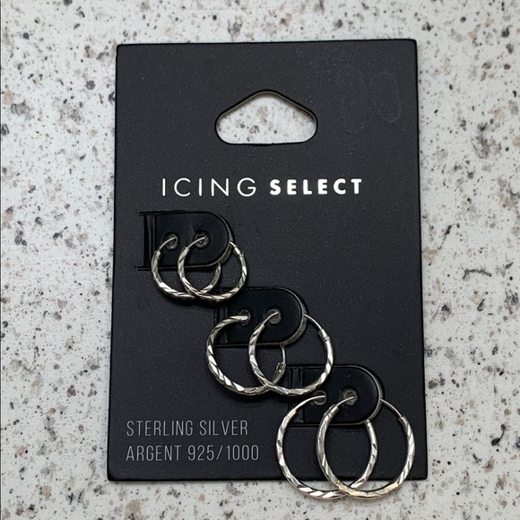 Icing Jewelry - ICING Select Set of Three Mini Sterling Silver Earrings 925